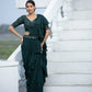 Green ruffle saree