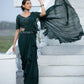 Green ruffle saree