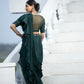 Green ruffle saree