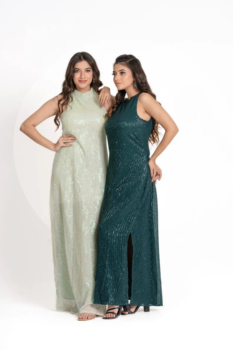 Lime Sequins party dress