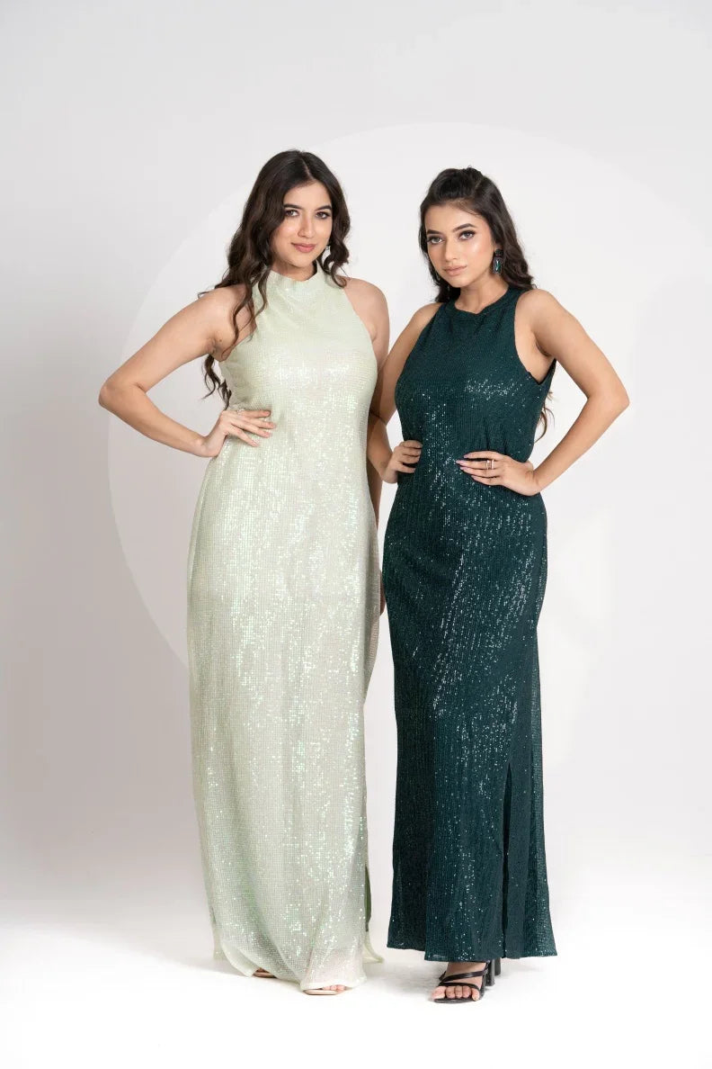 Lime Sequins party dress