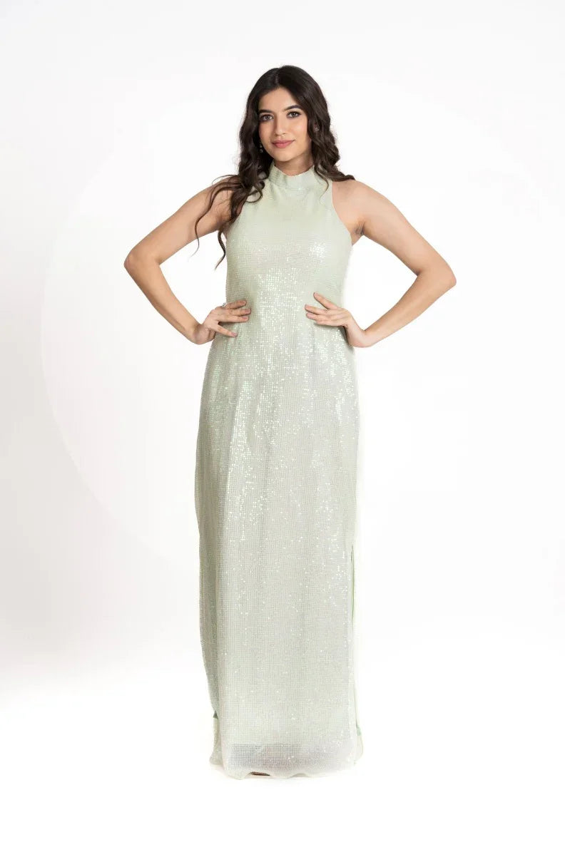 Lime Sequins party dress