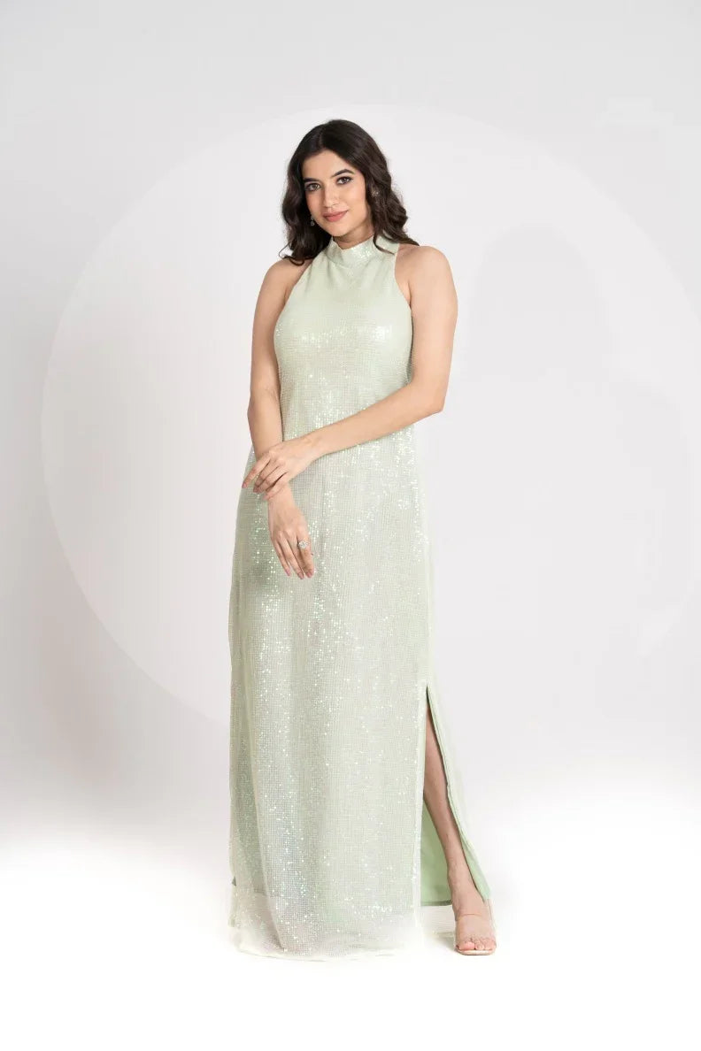 Lime Sequins party dress