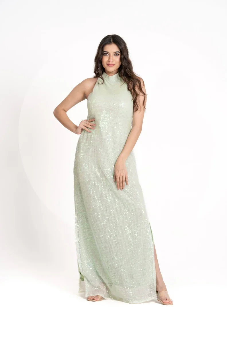 Lime Sequins party dress