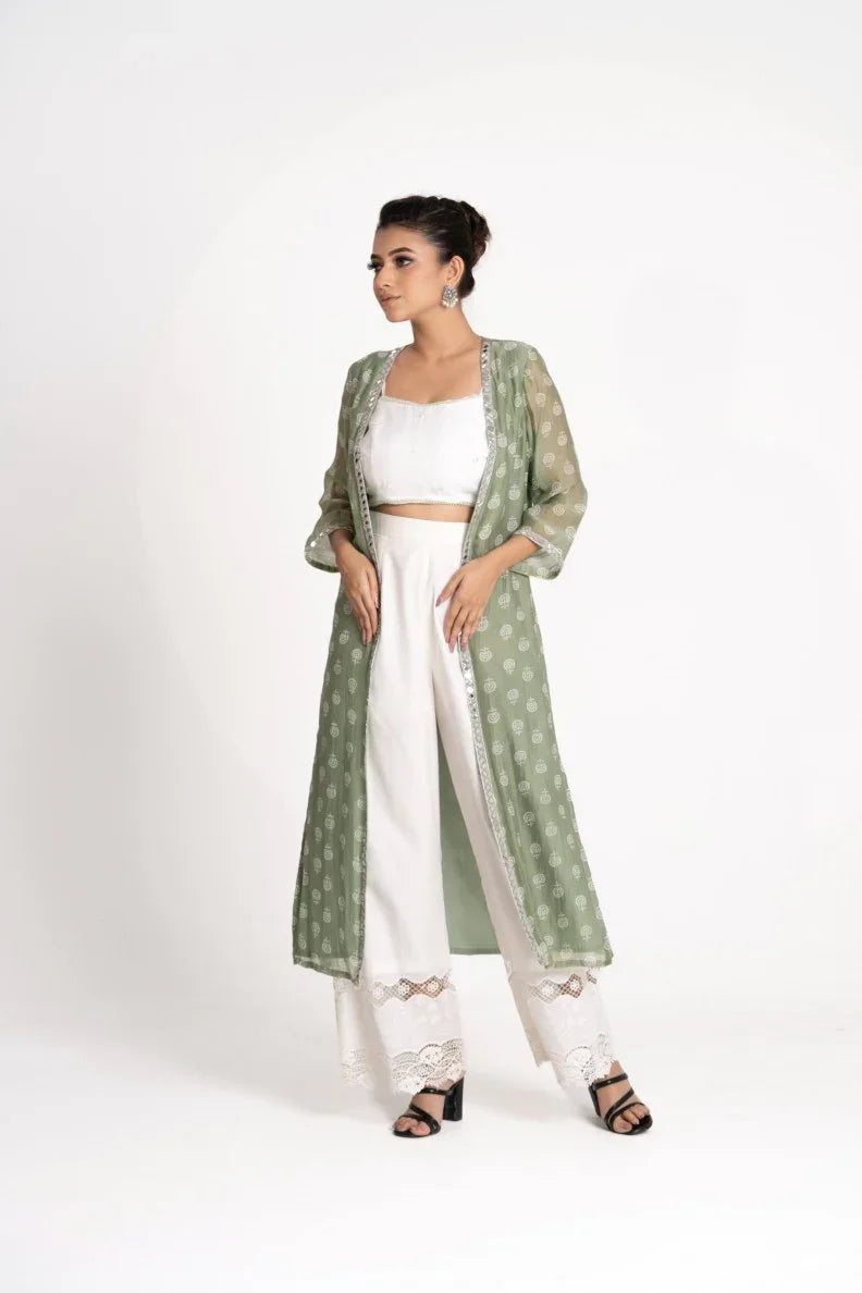 Green jacket pant set