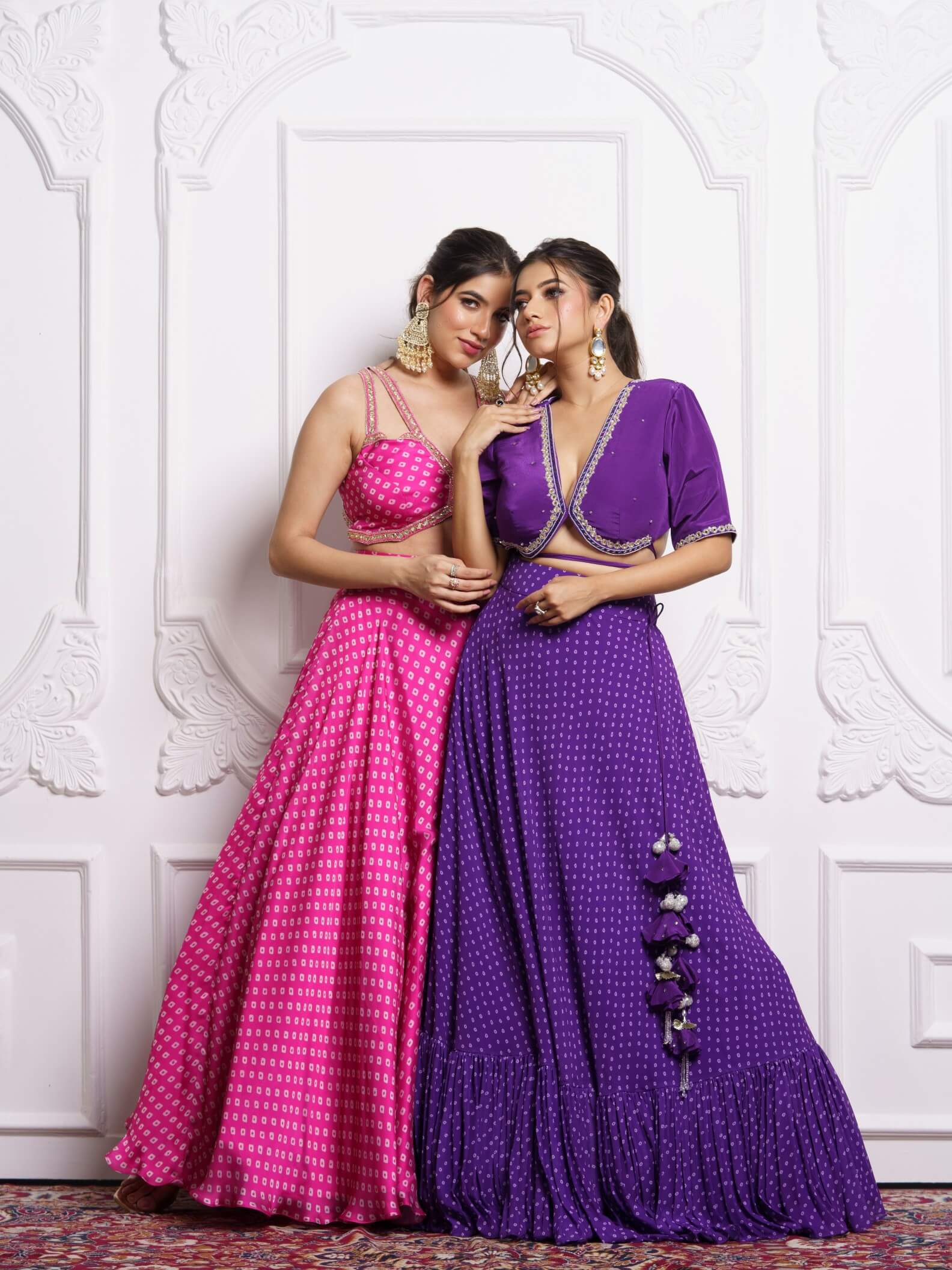 Pink Bandhani Lehenga