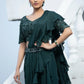 Green ruffle saree