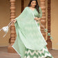 White & green leheriya lehenga