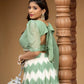 White & green leheriya lehenga