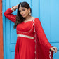 Red Anarkali suit set with duppata